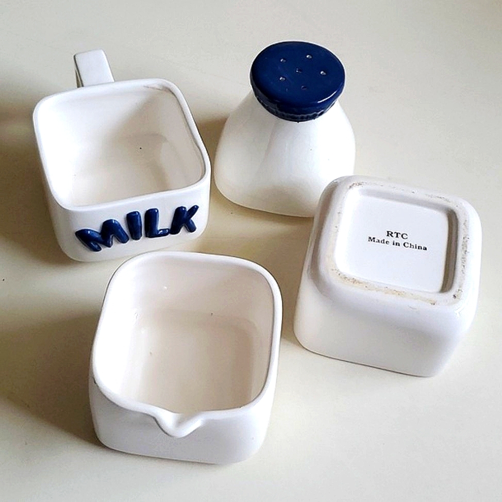 STACKING 2 CUPS, SUGAR SPRINKLER & CREAMER STACK TO MAKE A MILK BOTTLE - Picture 2 of 16